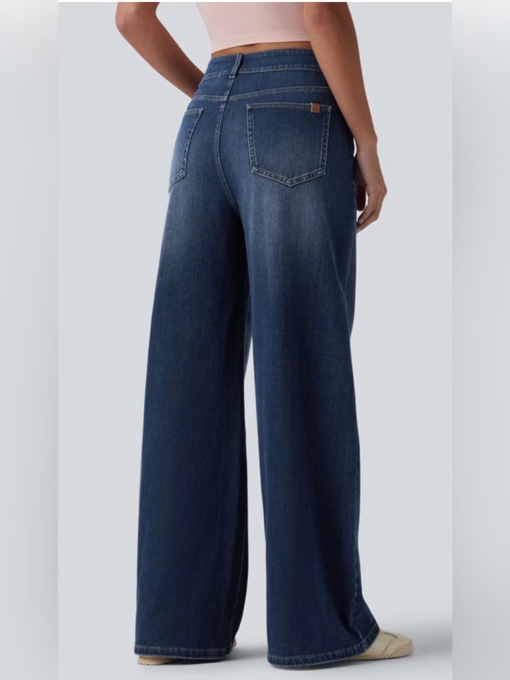 HALARA Flex Asymmetric Women's Wide-Leg Jeans in Dark Blue - Picture 2 of 11